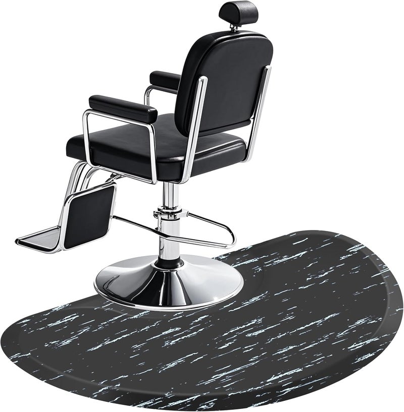 Lanstics 3ft x 5ft Salon Floor Mat, Anti Fatigue Barber Shop Chair Mat for Circle Chair Base Hair Stylist Beauty Floor Mats Thick Half Round Office Comfort Floor Mat for Salon & Barber (Marble) - Image 1